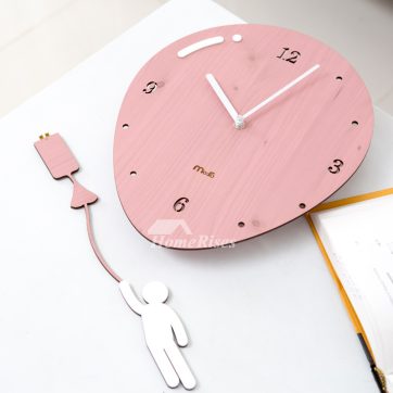 Pink-Wall-Clock-GreenBlue-Wood-Pendulum-Kids-Cheap-Balloon-Hanging-HOIS62028-5